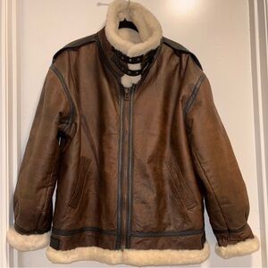 Vintage 1980s Country Club Lloyd Elliot Leather B-3 Shearling Bomber